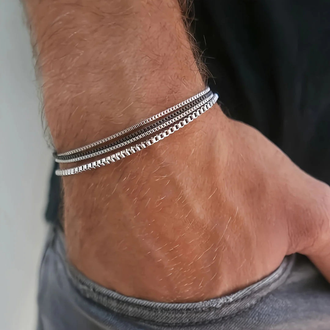 Matteo – Bracelet Set With Stainless Steel Links in 4-Piece Design