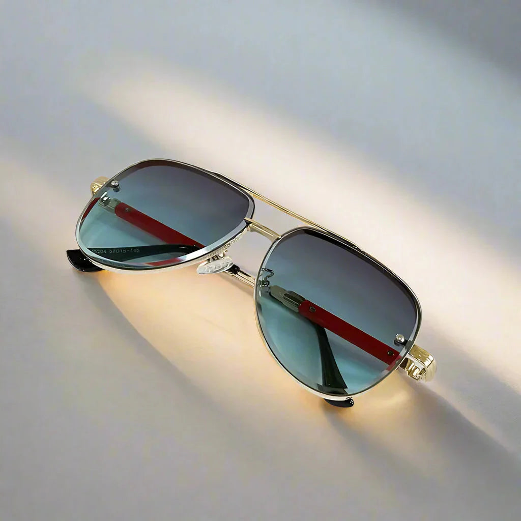 Leander – Oval Sunglasses With Stainless Steel Frame and Polarised UV400 Lenses