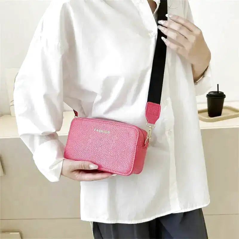 Selina - Square Leather Clutch with Shoulder Strap